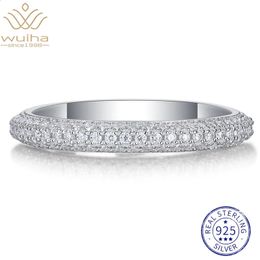 WUIHA Real 925 Sterling Silver Sparkling All Diamond Wedding Engagement Rings for Women Anniversary Gift Fine Jewellery 240119
