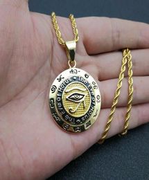 Men and Women Ancient Egypt Horus Eye Amulet Gold Stainless Steel Pendant Necklace Jewelry9143288