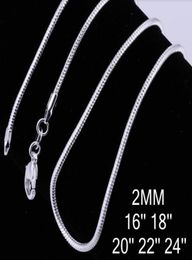 2mm Thick chains 50pcs/lot Mixed 16'' 18'' 20'' 22'' 24'' Short Long chains width c010 925 sterling silver For Pendants charms Gift6707670