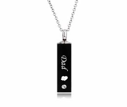 Fashion jewelry Mom and Dad Black Cube Single Stainless Steel Pendant Necklace Urn Kit Cremation Ashes Jewelry3958452