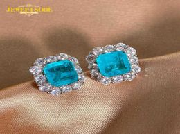 Jewepisode Top Quality Paraiba Tourmaline Gemstone Stud Earrings for Women Solid 925 Sterling Silver Cocktail Party Fine Jewelry4046132