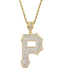 hip hop Letter P diamonds pendant necklaces for men alloy Capital luxury necklace Stainless steel Cuban chains lover jewelry 5983121