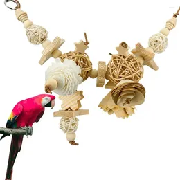 Other Bird Supplies Chew Toys Hang Natural Wooden Parrot Chewing Foraging Bite Cage Accessories For Parrots Cockatiel
