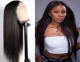 Pre Plucked 13X4 Lace Front 150 Density Silk Straight Human Hair Wigs with Baby Hair Brazilian Virgin Straight Wave Lace Wig8851823