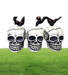 12 PCS Resin Gothic Skull Head Pendant Imitation Yak Bone Charm Black Wax Cotton Cord Necklace296a2345178