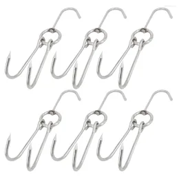 Kitchen Storage 6pcs Stainless Steel Double Hooks- Hooks For Bacon Hams Meat Processing Butcher Hanging Drying Grill Cooking Smoker Hook