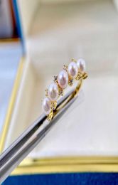 S925 silver charm punk band ring with diamond and White nature pearl for women wedding jewelry gift have stamp PS88227858272