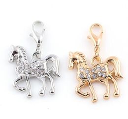 20x23mm GoldSilver Colour 20PCSlot Rhinestones Horse Pendant Charm DIY Hang Accessory Fit For Floating Locket Jewelrys1959891