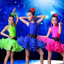 Stage Wear Latin Dance Dress For Girls Competition Ballroom Dancing Salsa Samba Tango Standard Practice Costume Kids Child 2024