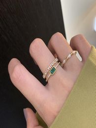 Korea Dongdamen 14k Gold Plated Court Emerald Zirconium Diamond Ring GDRV4649528