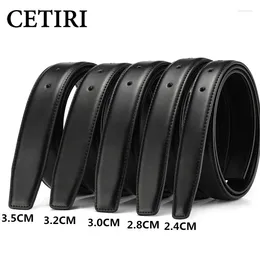 Belts No Buckle Genuine Leather Belt Strap For Automatic Pin 2.4cm 2.8cm 3.0cm 3.2cm 3.5cm 3.8cm Width Men Black