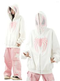 Women's Hoodies American Vintage Embroidery Spider Anime Women Street Loose Coat Fashion Goth Oversized 2024 Y2k Tops Kawaii Clothes