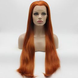 Iwona Hair Straight Extra Long Blonde Red Mix Wig 221443100 Half Hand Tied Heat Resistant Synthetic Lace Front Wigs6943838