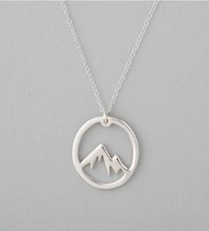 5PCS Simple Nature Snowy Mountain Necklace Circle Round Mountain Top Range Necklace Landscape Lover Camping Outdoor Necklaces for 1685031