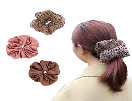 3PCS Spring New Women Satin Hair Ties and Leopard Organza Oversized 18cm Hair Scrunchie Hair Gums Striped Fabric Rubber Bands 1 Se6328579
