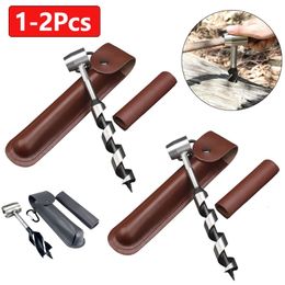 12Pcs Auger Drill Bits Outdoor Survival Tool Camping Bushcraft Manual Hole Maker Wrench Wood Core Woodworking y240126