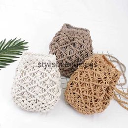 Backpack Style Vintage Woven backpack cotton rope bucket small straw bag vacation travel mini fresh backpack hand-woven bagsH24218