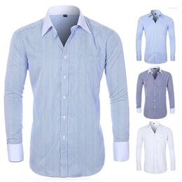 Men's Casual Shirts French Shirt Long Sleeve Dress Solid Color Business Blouses Formal Pus-size 2024