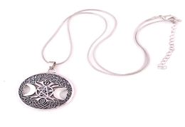 Triple Moon Goddess Wicca Pentagram Magic Amulet Necklace Women Tree Moon Necklaces Pendants Vintage Jewelry9989283