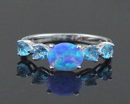 Cluster Rings Fashion Jewelry Blue Fire Opal Stone For Women Size 55 65 75 85 OR8478820773