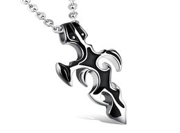 Chinese Style Sword Symbol Pendant Necklace for Men Cross Jewellery Titanium Steel Necklace Cowboy Anti Allergy Boyfriend Gift3779582