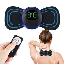 EMS Mini Neck Massager, Lymphatic Drainage Massager, Portable Mini Back Massage Device for Neck Shoulder Back Waist, Remote Control