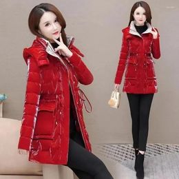 Women's Trench Coats Thickened Wash-free Down Cotton-padded Jacket Women Winter Coat 2024 Slim Long Hooded Lady Jacke