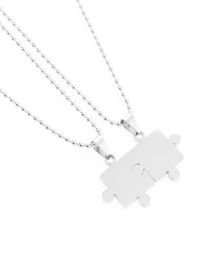 Pendants Paired Couple 60cm Necklace Stainless Steel Smooth Puzzle Necklaces for Lover Woman Man Collar Collier Polishing ONKN3007148