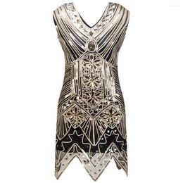 Casual Dresses 1920s Vintage Flapper Dress Great Gatsby V-neck Sleeveless Sequin Thread Mini Party Women Embroidery