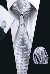 Fast Tie Mens Gray Silk Hankerchief Set Jacquard Woven Mens Tie Set Business Work Formal Meeting Wedding Leisure N04846231930