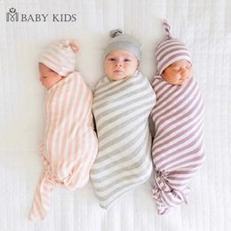 INS born Cotton Stripes Baby Sleeping Bag Swaddle Up Envelope Wrap Soft Sleep Blanket Blankets 240131