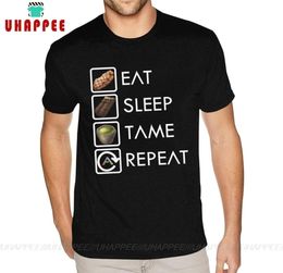 Funky Ark Survival Evolved Eat Sleep Tame Repeat Tee Shirts Short Sleeve Man Male S6XL Black T Shirts 2103195320662