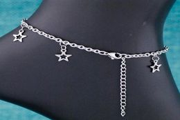 Whole 12PCSLOT Fashion girl women039s star charms Stainless steel anklets bracelets on Foot Ankle chain Bracelets charm je7145056