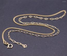 Chains Real Au750 Pure Solid 18K Yellow Gold Chain Men Women 1.6mm Lucky Square O Curb Link Necklace 4-4.2g Stamp