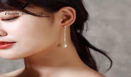 Dangling Pearl Earring Pearl Hook Earrings 925 Sterling Sliver Dangle Sliver Shiny Chain Chandelier for Women3076695