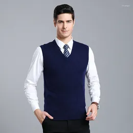Men's Vests 2024 Spring Men Wool Vest Waistcoat V-Neck Sleevelesss Plaid Sweater