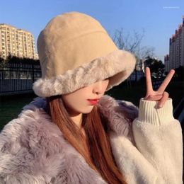 Berets Lamb Thickened Fluff Curled Basin Bucket Hat Furry Plush Velvet Warm Fisherman Cap Fashion Versatile Foreign Style