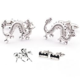 men039s cufflink animal cuff links silver fashion cufflink dragon horse sleeve button for men accessories cuff buttons 5pairl3008988