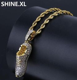 Hip Hop New Fashion 24inch Iced Out Zircon Stone Shoe Pendant Necklace with 24 inch Stainless Steel Rope Chain80312973386480