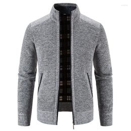 Men's Sweaters Jacket Mens Coats Autumn Winter Casual Stand Collar Zip Sweater Cardigan Men Slim Fit Thick Warm Solid Color Fleece Knitting