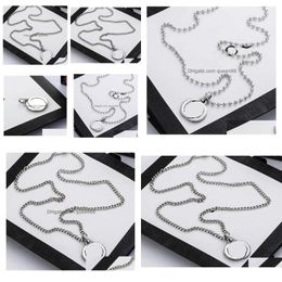 Pendant Necklaces Top Quality Luxury Letter Sier Chain Necklace Retro Couple Men And Women Pendant Designer Jewellery Gift1821564 Drop D Dhhlm