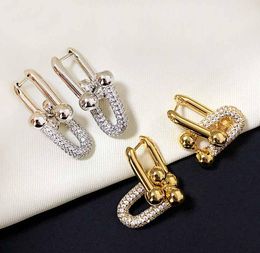 Special style and shape connect drop earring with diamonds in 18k gold plated and platinum for women wedding Jewellery gift bracelet4679066