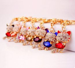 Creative cute diamond lucky cat key chain Women039s bag accessories kitten metal pendant key chain small gift gift7931789