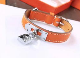 Fashion cuff bracelet for men and women luxury designer jewelry womens bracelet stainless steel metal locks leather bracelet7606498