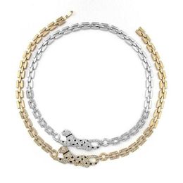 European and American fashion accessories K18 gold diamond leopard crystal pendant necklace and bracelet, Personalised and versatile for men and women