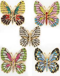 OneckOha Fashion Jewelry Colorful Rhinestone Butterfly Brooches Alloy Enameled Animal Brooch Pin Apparel Accessories6141308