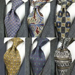 Cuff Links 10CM Vintage Printing Ties Mens Neckties 100 Silk Pattern Abstract Geometric Character Multicolor Handmade 240119