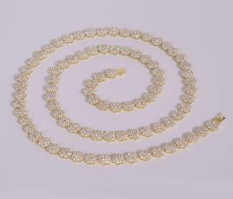 5mm Clustered Rose White Gold Plated 925 Sterling Sier Iced Diamond Cz Flower Tennis Chain Necklace3162494