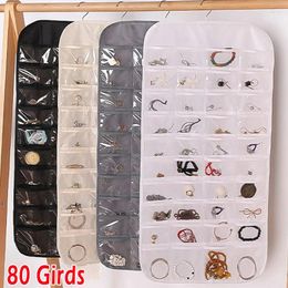 Jewellery Pouches 80Grids Double-Sided Hanging Storage Bag Business Membership Card Organiser Sundries Necklace Earrings Pocket