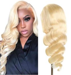 13x4 Lace Front Wig Human Hair Pre Plucked Brazilian body wave Wig For Women 613 Blonde 12inch 26inch2515645